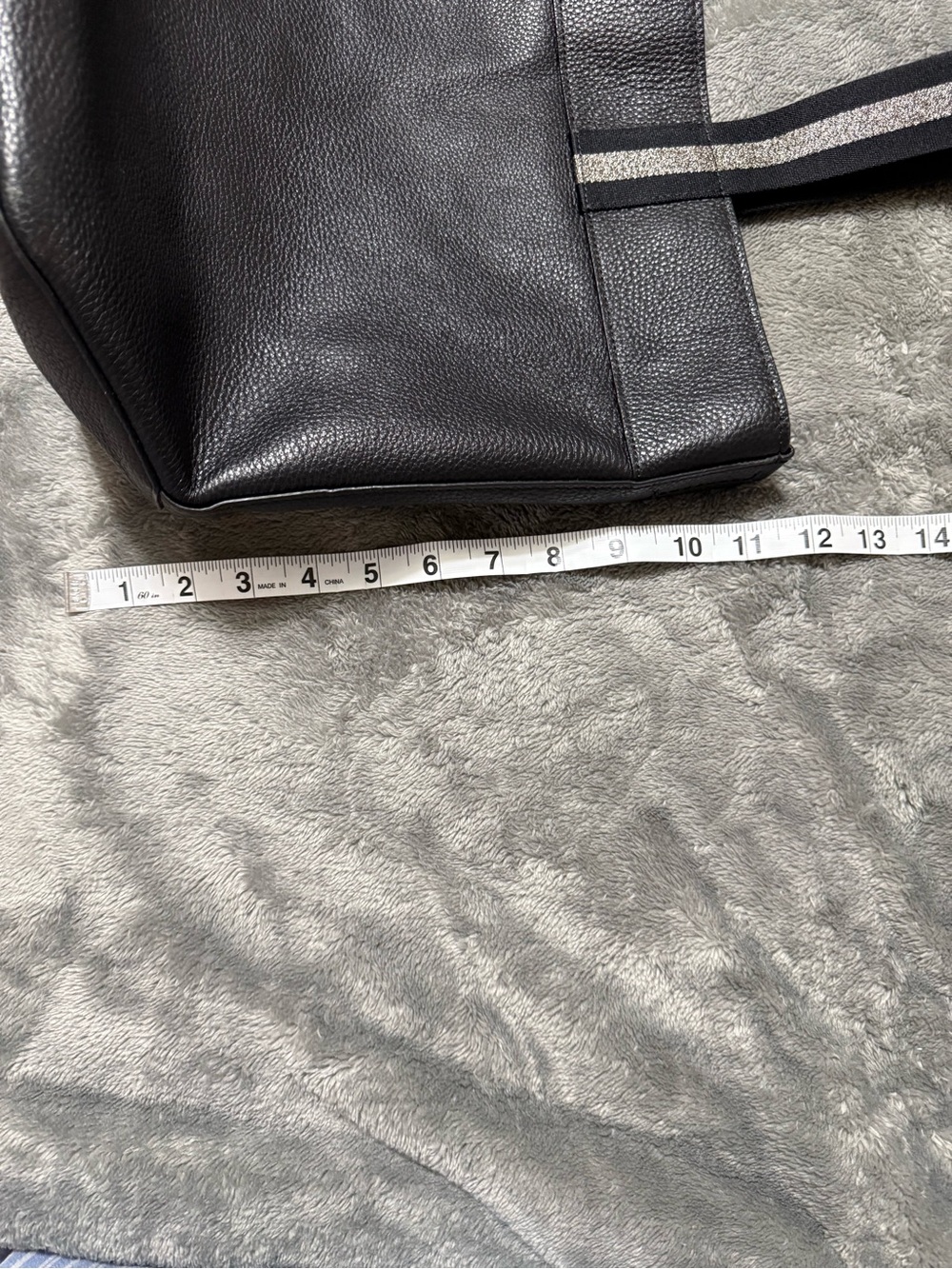 Coach Black Leather Tote with Silver-Accent Striped Handles - Picture 7 of 7